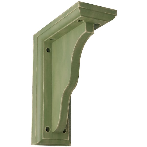 Ekena Millwork 3 1/2"W x 7"D x 9"H Hamilton Traditional Wood Vintage Decor Bracket, Restoration Green BKTWD03X07X09HAGR - main